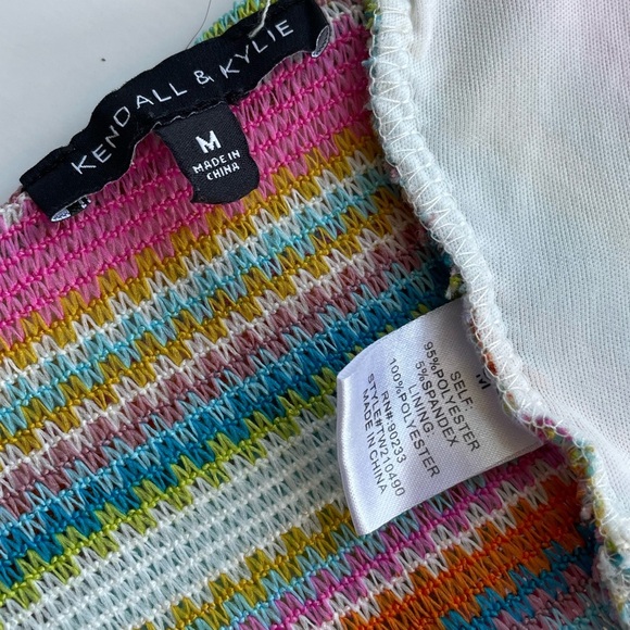 Crochet Knit Halter Multi Crop Top KENDALL + KYLIE Size Medium - Picture 4 of 5